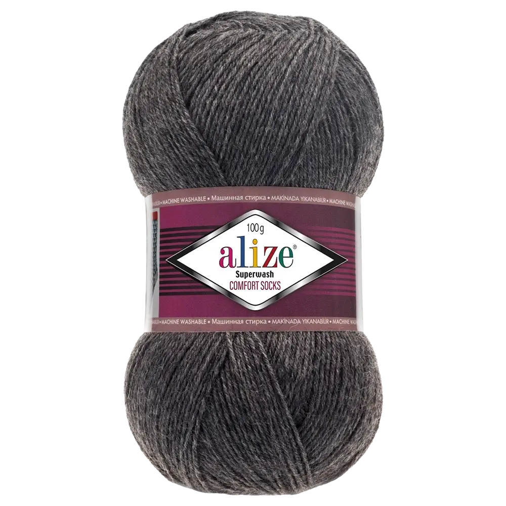 #Farbe_Alize Superwash Comfort Socks | 182 Dunkelgrau Melange