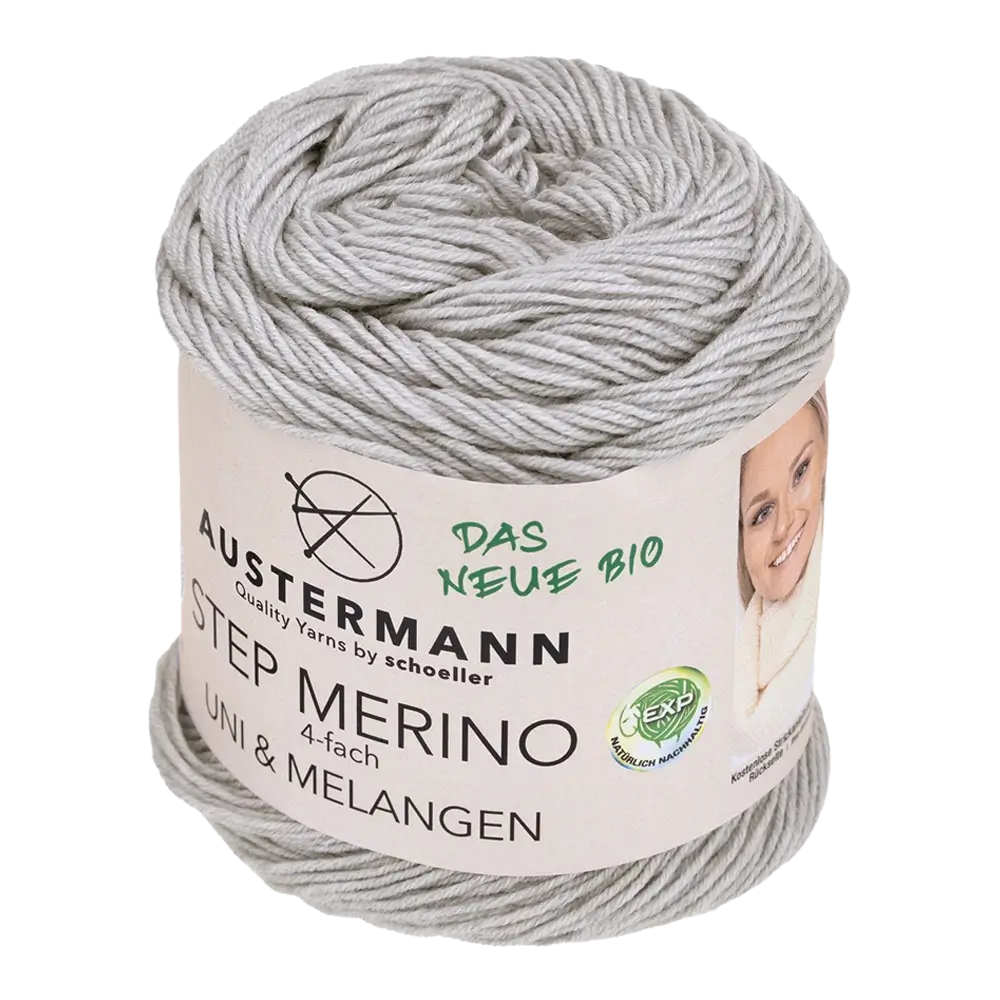 #Farbe_Austermann Step Merino Uni | 1001 Hellgrau Melange