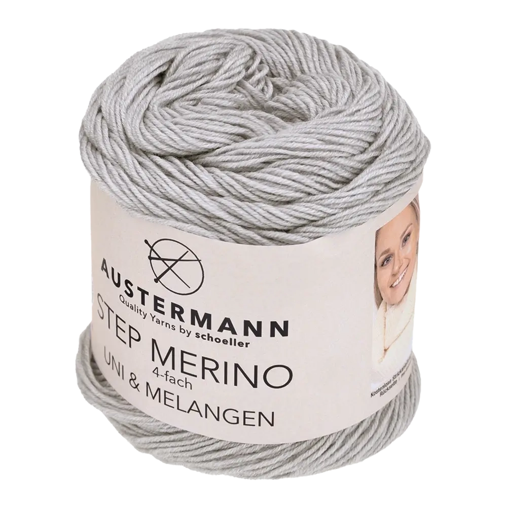 #Farbe_Austermann Step Merino Uni | 1001 Hellgrau Melange