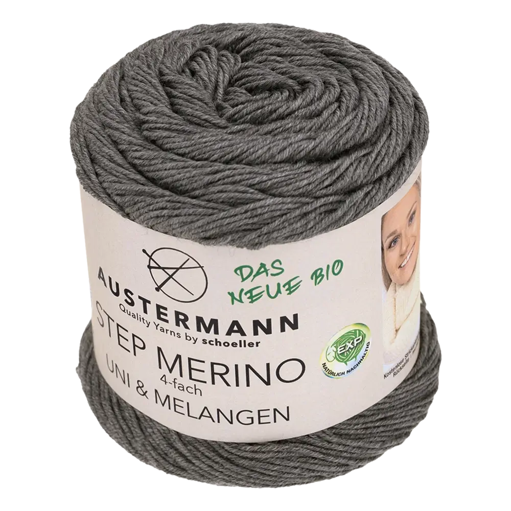 #Farbe_Austermann Step Merino Uni | 1002 Grau Melange