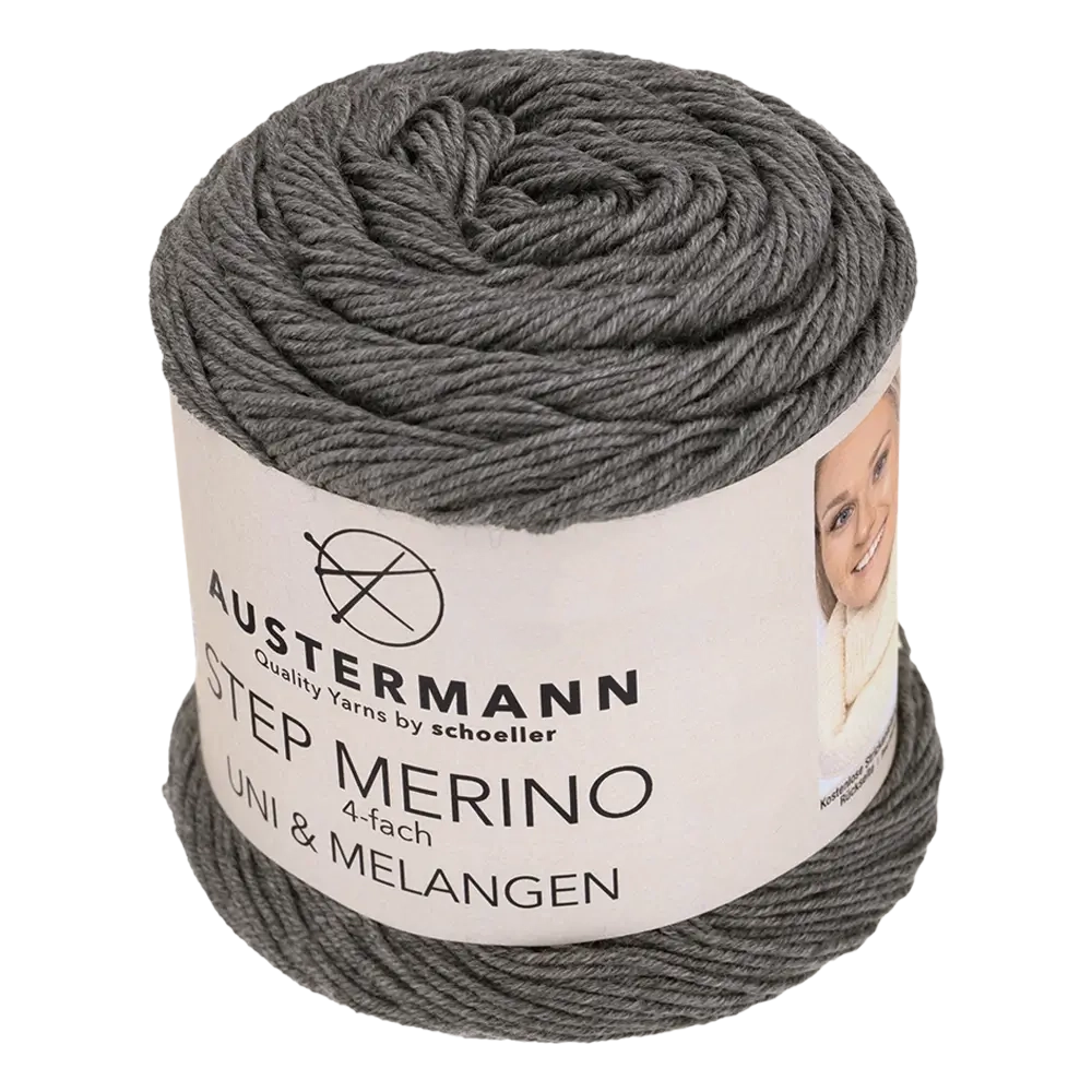 #Farbe_Austermann Step Merino Uni | 1002 Grau Melange