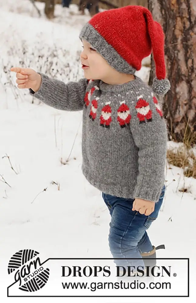 Pullover Weihnachtsmann für Kinder (Strickset)