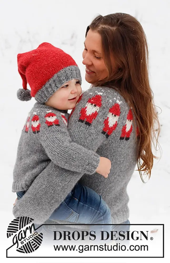 Pullover Weihnachtsmann für Kinder (Strickset)