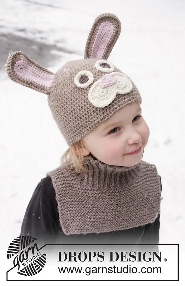 Mütze Honey Bunny mit Kragen (Häkel- und Strickset)