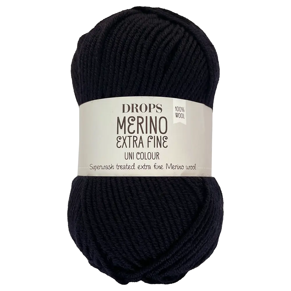 #Farbe_Drops Merino Extra Fine Uni | 02 Schwarz