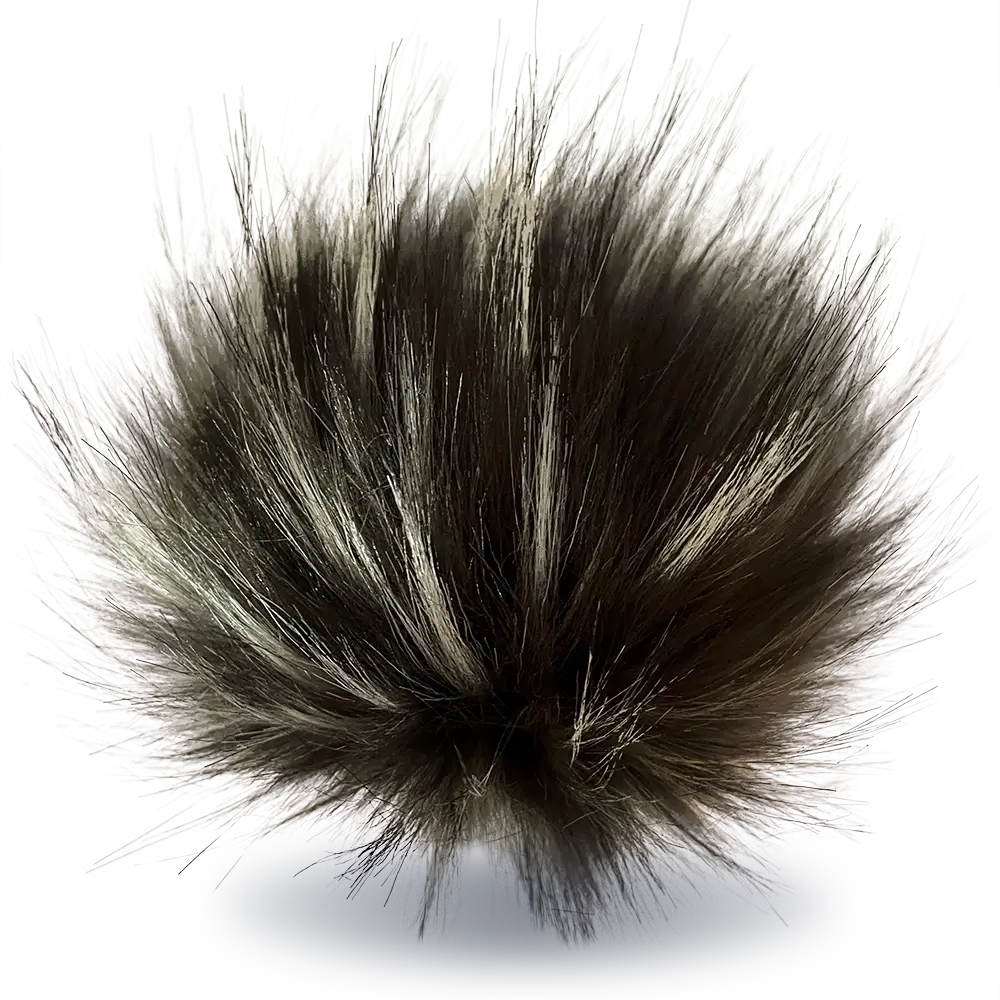 #Farbe_Bommel mit Faden 15-17 cm | Braun-Hellgrau-Schwarz