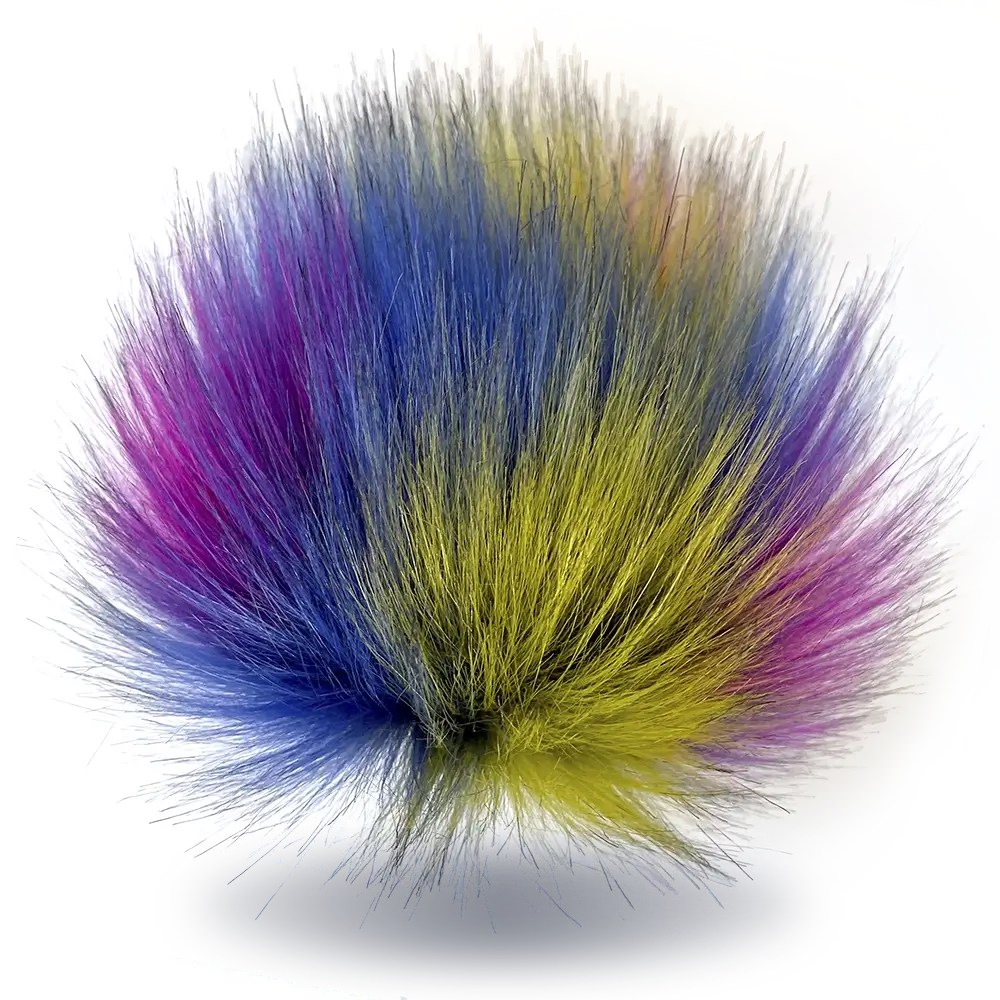 #Farbe_Bommel mit Faden 15-17 cm | Gelb-Pink-Blau