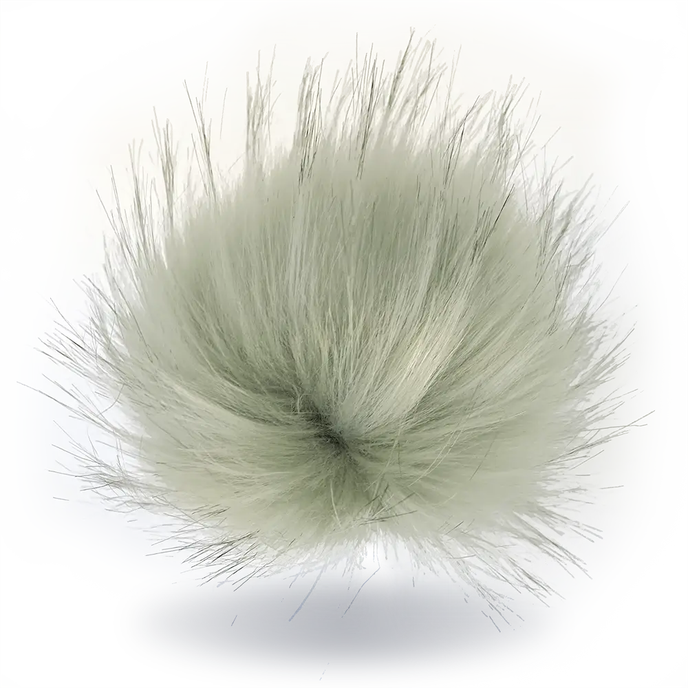 #Farbe_Bommel mit Druckknopf 15-17 cm | Hellgrau