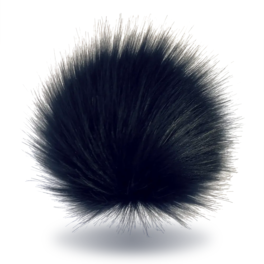 #Farbe_Bommel mit Druckknopf 10-12 cm | Metall-Schwarz