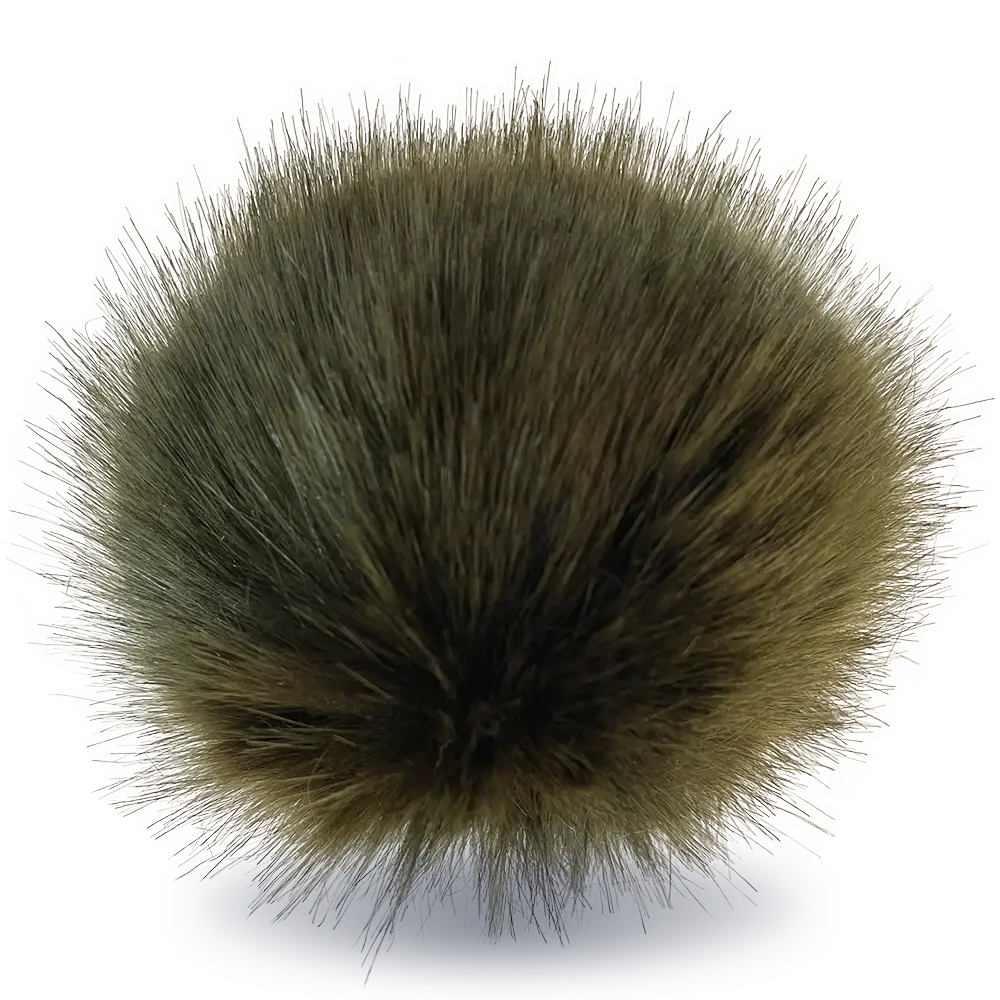#Farbe_Bommel mit Druckknopf 15-17 cm | Olivgrün