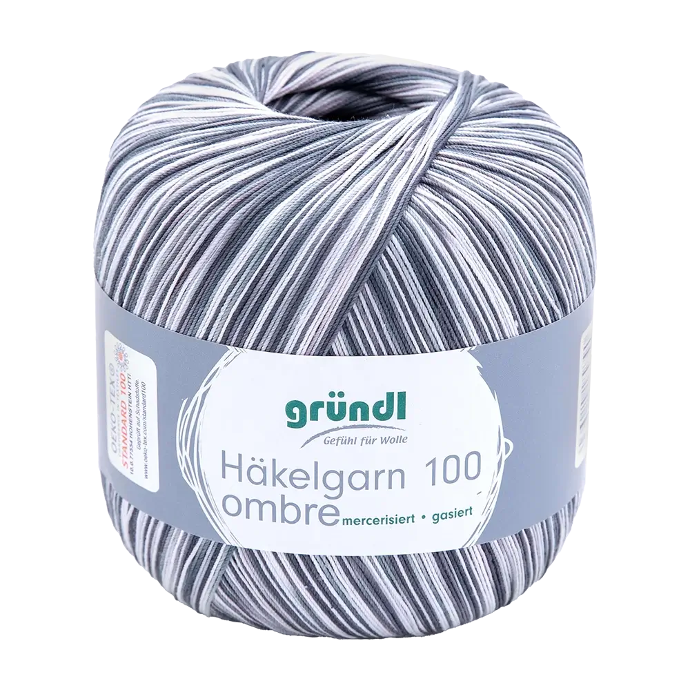 #Farbe_Gründl Häkelgarn 100 Ombre | 09 Grau-Weiß
