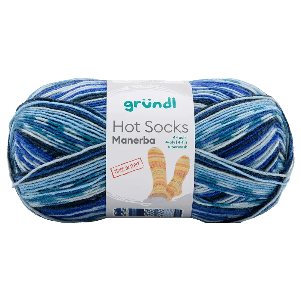 #Farbe_Hot Socks Manerba 4-fach | 01 Hellblau-Royalblau-Nachtblau-Natur