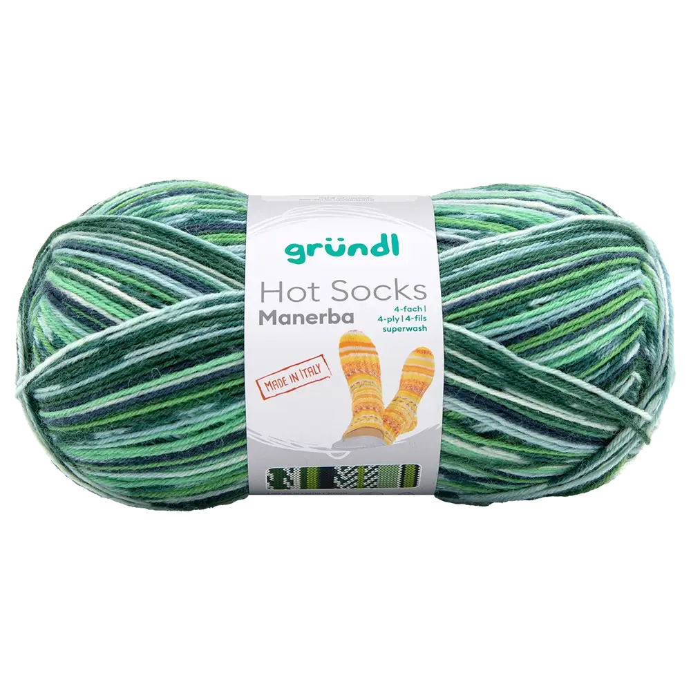 #Farbe_Hot Socks Manerba 4-fach | 02 Hellgrün-Tannengrün-Nachtblau-Natur