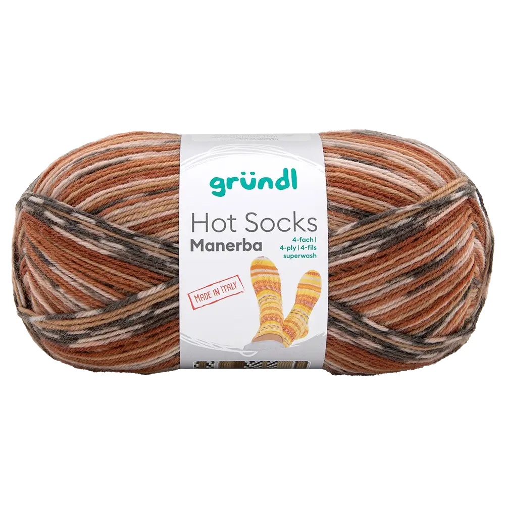 #Farbe_Hot Socks Manerba 4-fach | 04 Ockerbraun-Beige-Graubraun-Natur