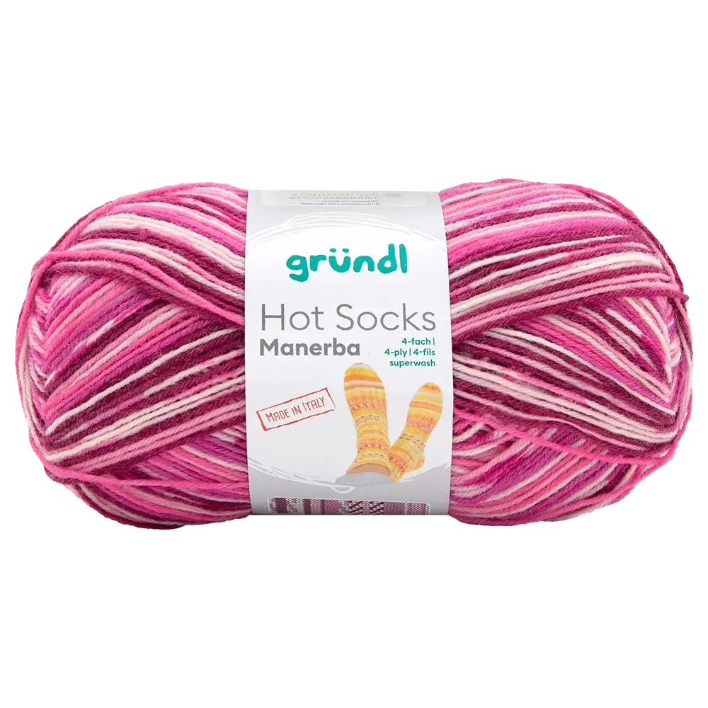 #Farbe_Hot Socks Manerba 4-fach | 07 Pink-Bordeaux-Flamingo-Natur