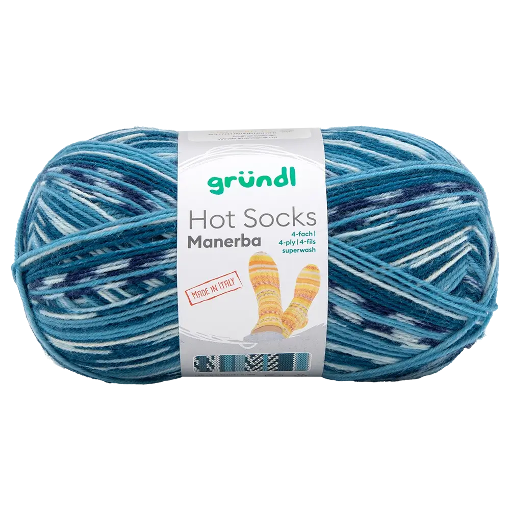 #Farbe_Hot Socks Manerba 4-fach | 08 Petrolblau-Gletscherblau-Natur