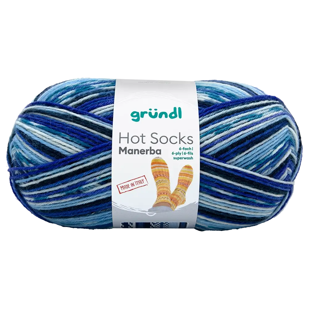 #Farbe_Gründl Hot Socks Manerba 6-fach | 01 Hellblau-Royalblau-Nachtblau-Natur