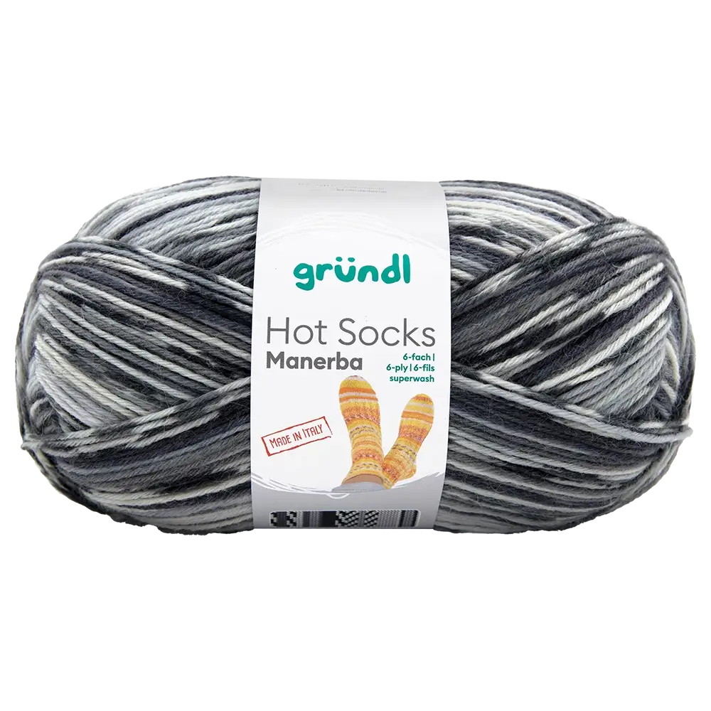 #Farbe_Gründl Hot Socks Manerba 6-fach | 03 Mausgrau-Anthrazit-Natur