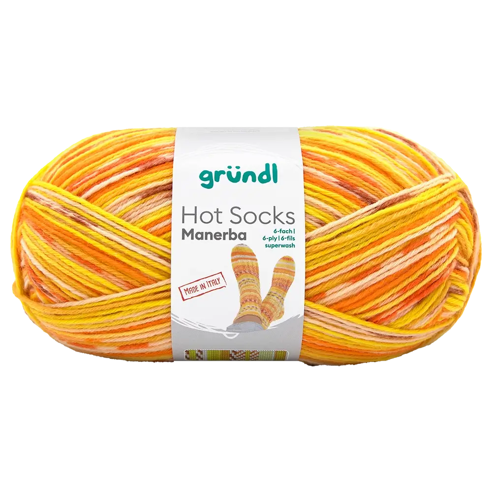 #Farbe_Gründl Hot Socks Manerba 6-fach | 06 Orange-Gelb-Natur