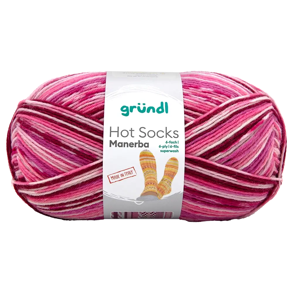#Farbe_Gründl Hot Socks Manerba 6-fach | 07 Pink-Bordeaux-Flamingo-Natur