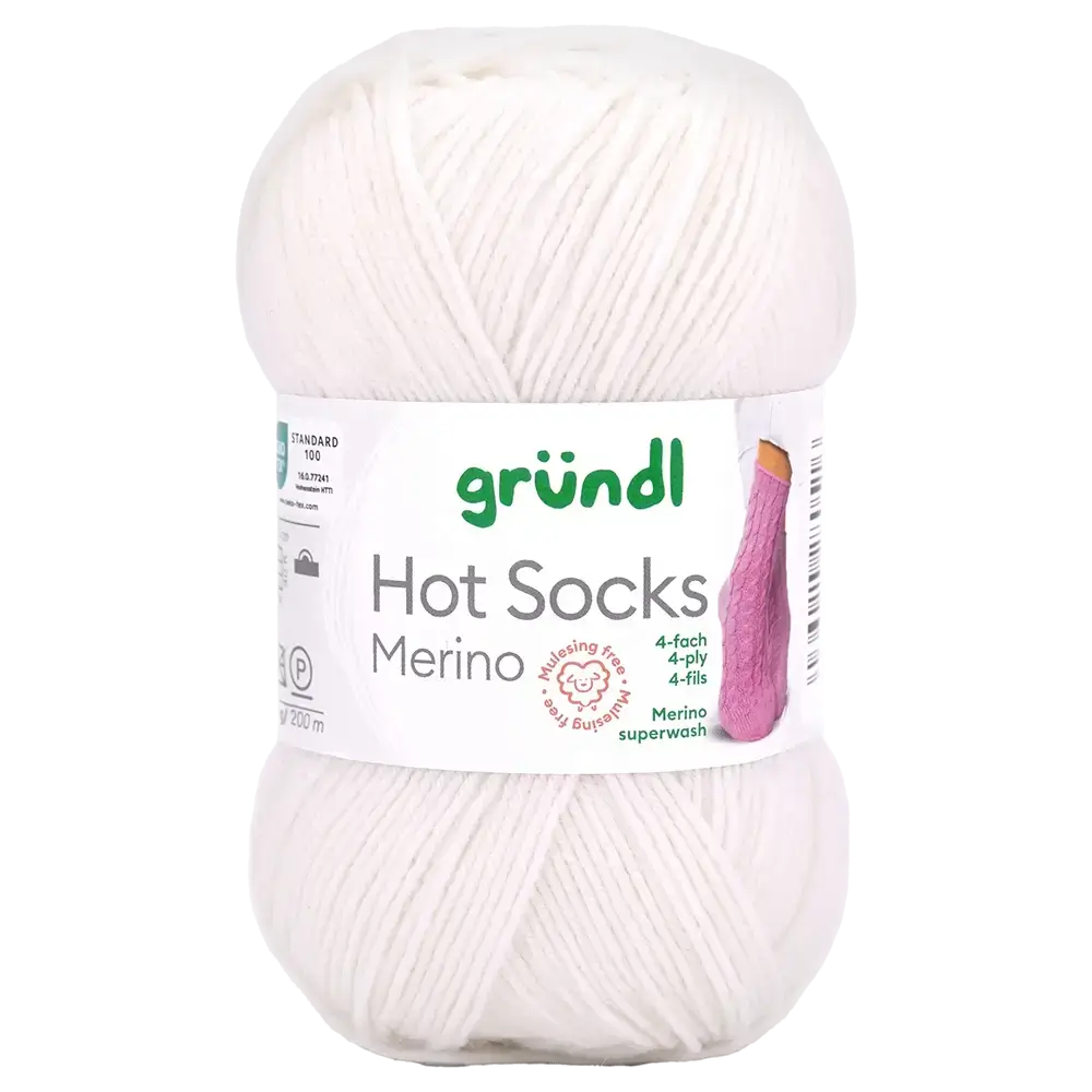 #Farbe_Gründl Hot Socks Merino 4-fach | 01 Weiß