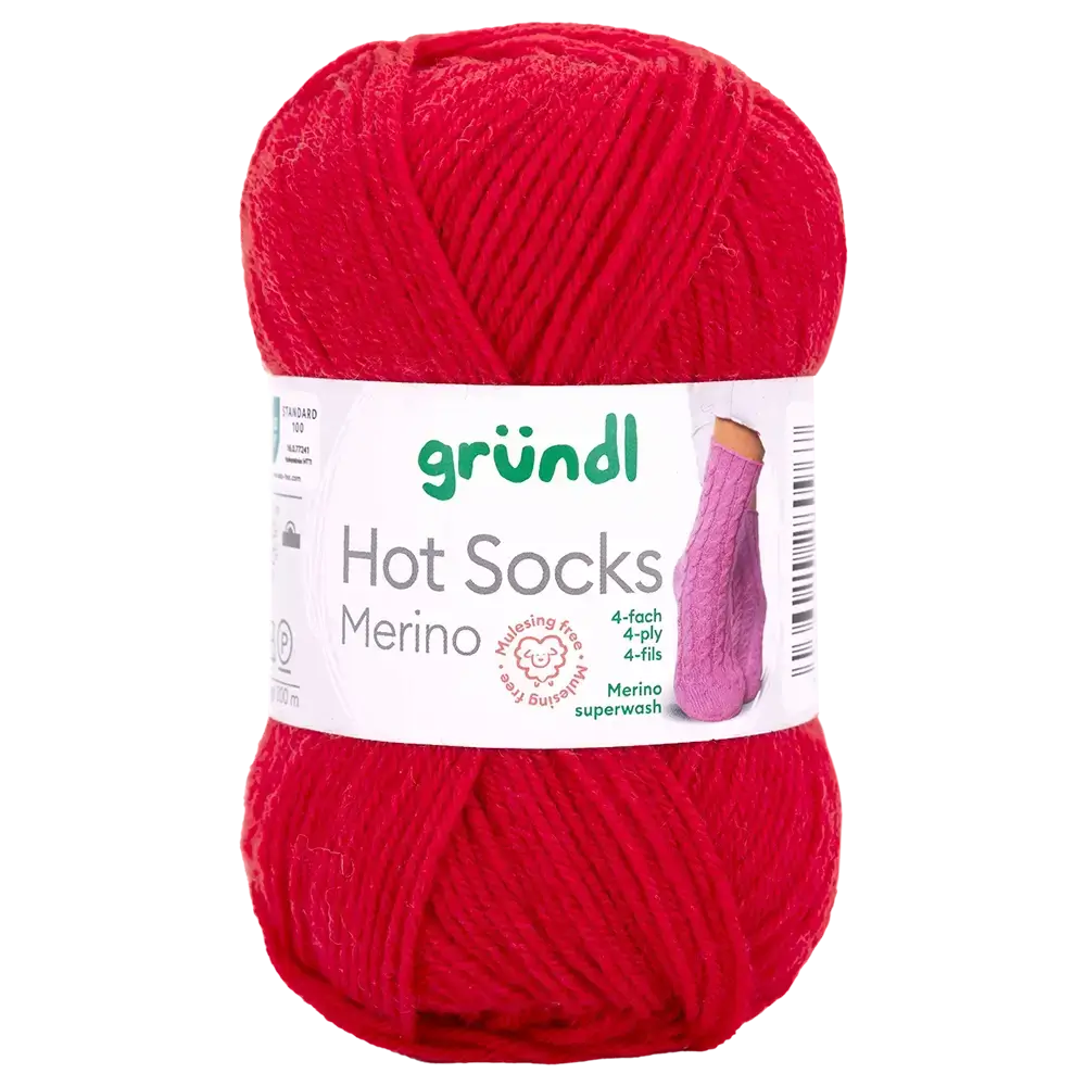 #Farbe_Gründl Hot Socks Merino 4-fach | 16 Feuerrot
