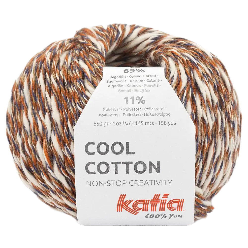 #Farbe_Katia Cool Cotton | 82 Dunkelorange-Beige-Blau
