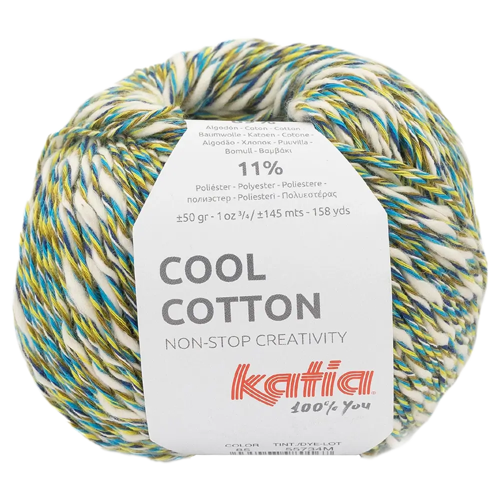 #Farbe_Katia Cool Cotton | 85 Blau-Khaki-Gelb