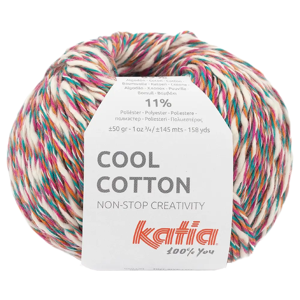 #Farbe_Katia Cool Cotton | 86 Rosé-Hellfuchsia-Orange-Türkisgrün