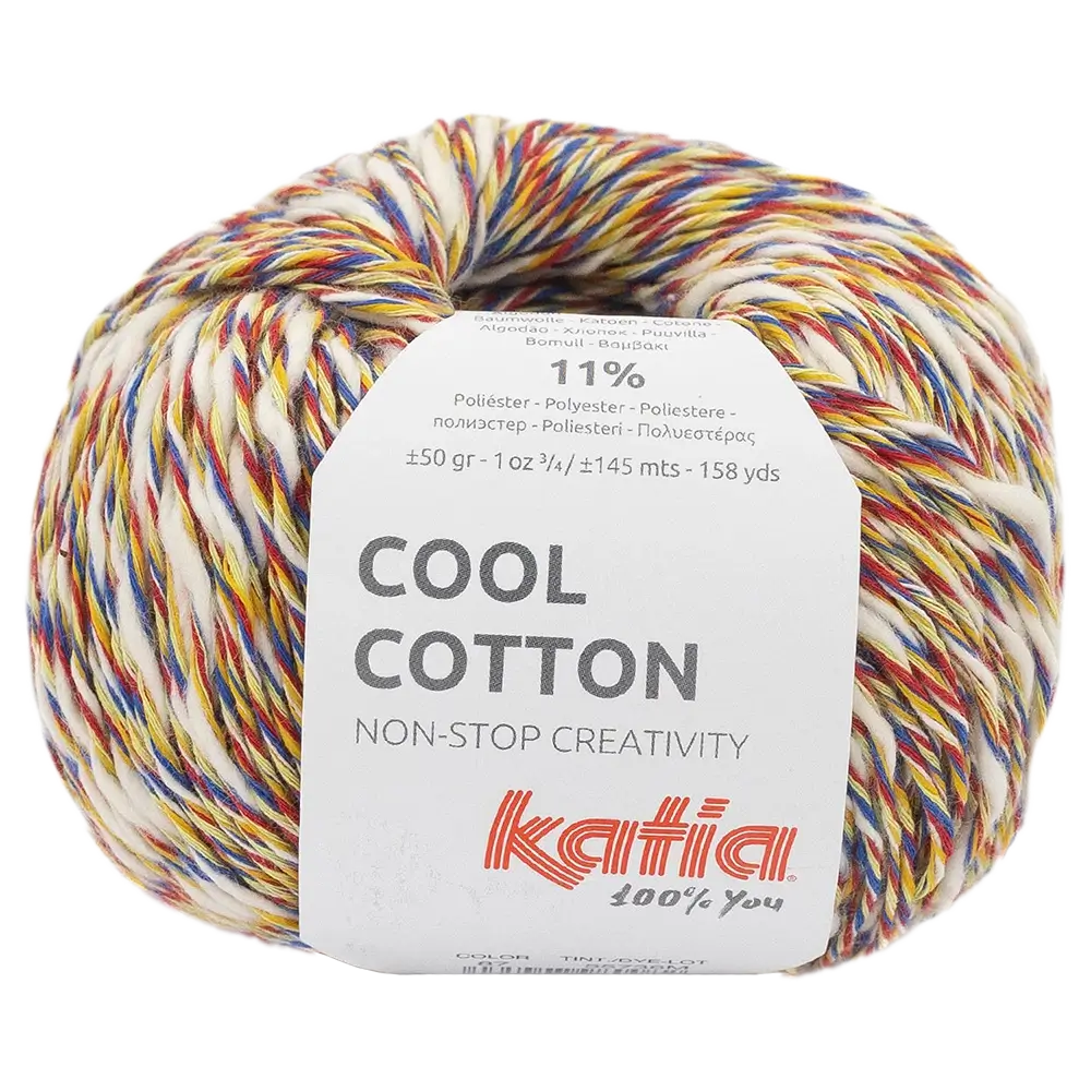 #Farbe_Katia Cool Cotton | 87 Blau-Gelb-Rot