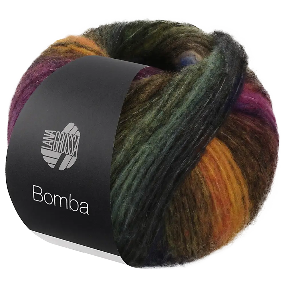 #Farbe_Lana Grossa Bomba | 04 Rost/Dunkelpetrol/-oliv/Weiß-/Graugrün/Lila/Brombeer/Graugelb