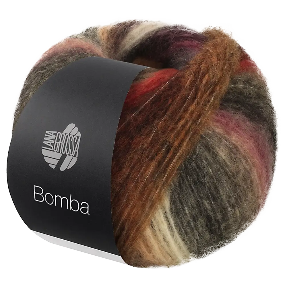 #Farbe_Lana Grossa Bomba | 08 Ziegel-/Graurot/Graubraun/Anthrazit/Dunkelgrau/Oliv/Graugrün