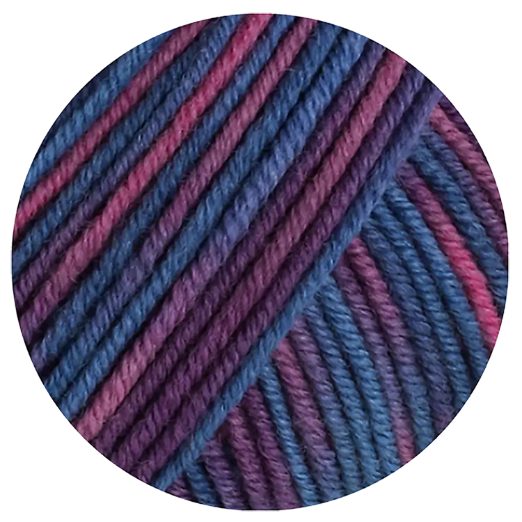 #Farbe_Lana Grossa Cool Wool Print | 837 Taubenblau/Pflaume/Rotviolett