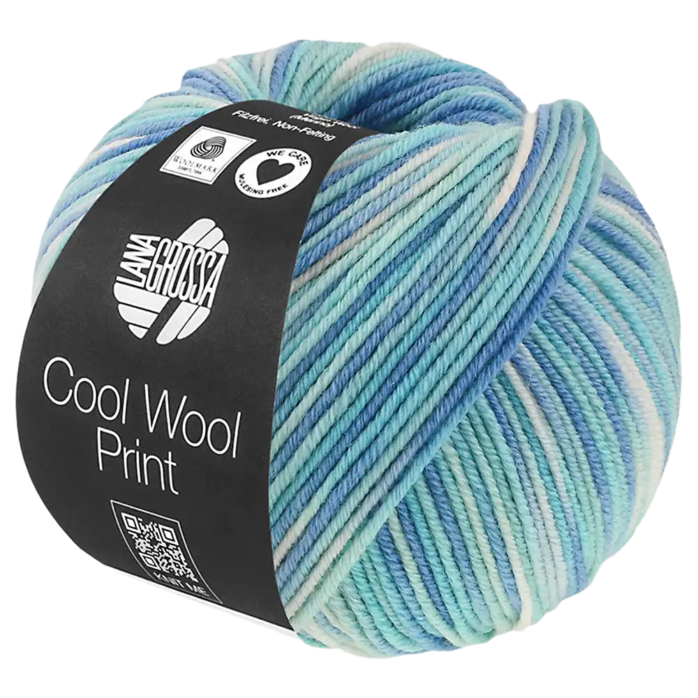 #Farbe_Lana Grossa Cool Wool Print | 844 Türkis/Hell-/Azurblau/Rohweiß