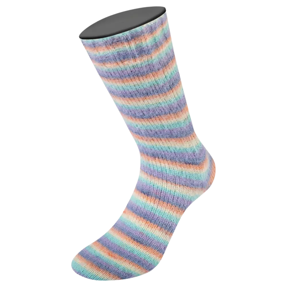 #Farbe_Lana Grossa Cosy Socks | 153 Lavendel/Graublau/Lachs/Creme/Türkis