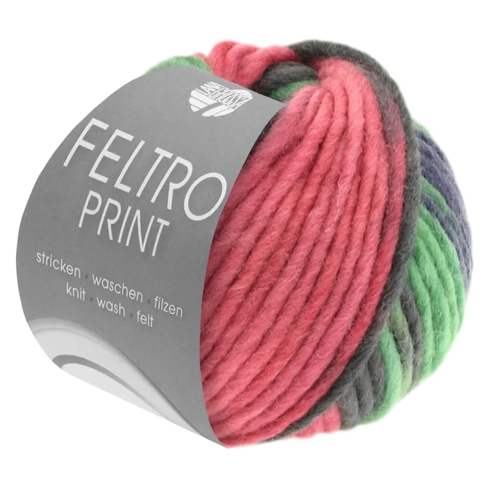 #Farbe_Lana Grossa Feltro Print | 363 Bordeaux/Grün/Blauviolett/Schiefer