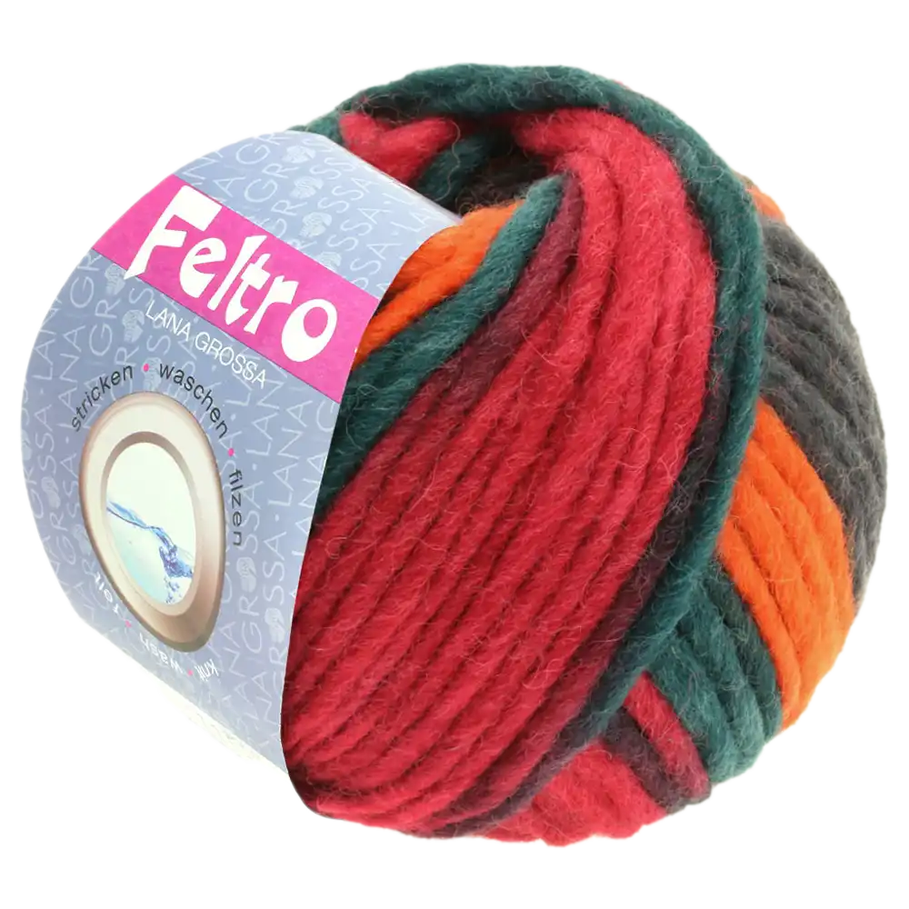 #Farbe_Lana Grossa Feltro Print | 375 Weinrot/Orange/Petrol/Anthrazit