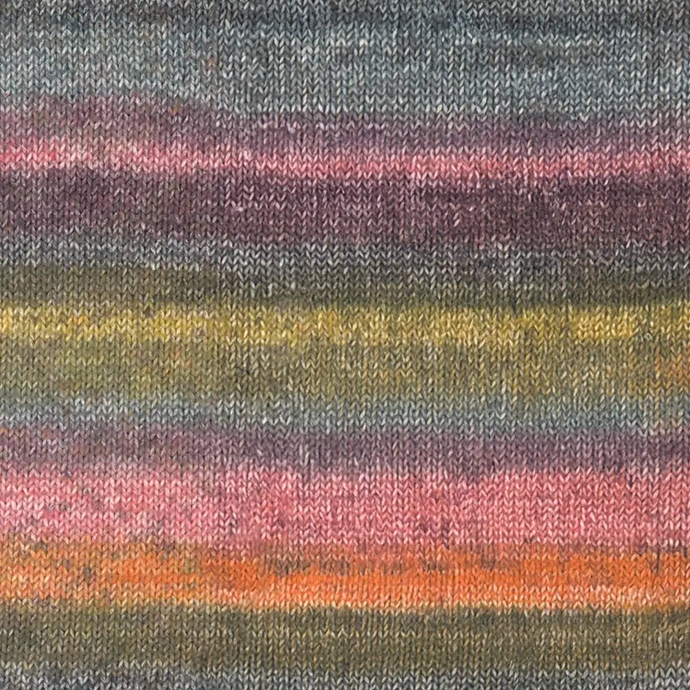 #Farbe_Lana Grossa Gomitolo Mambo | 2032 Umbra/Dunkelgrau/Brombeer/Nelkenrosa/Senfgelb/Moosgrün/Orange