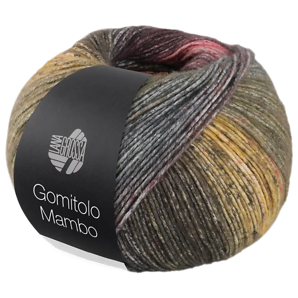 #Farbe_Lana Grossa Gomitolo Mambo | 2032 Umbra/Dunkelgrau/Brombeer/Nelkenrosa/Senfgelb/Moosgrün/Orange