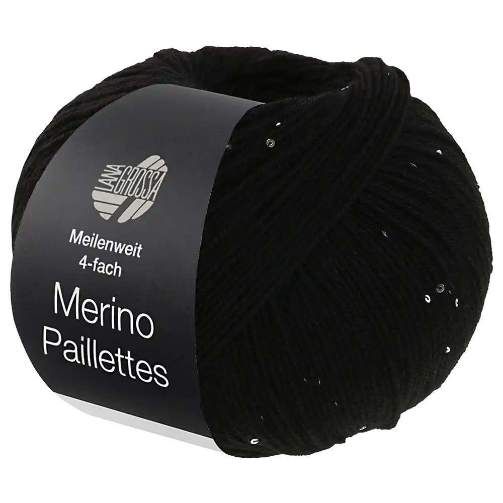 #Farbe_Lana Grossa Meilenweit 100 Merino Paillettes | 2310 Schwarz