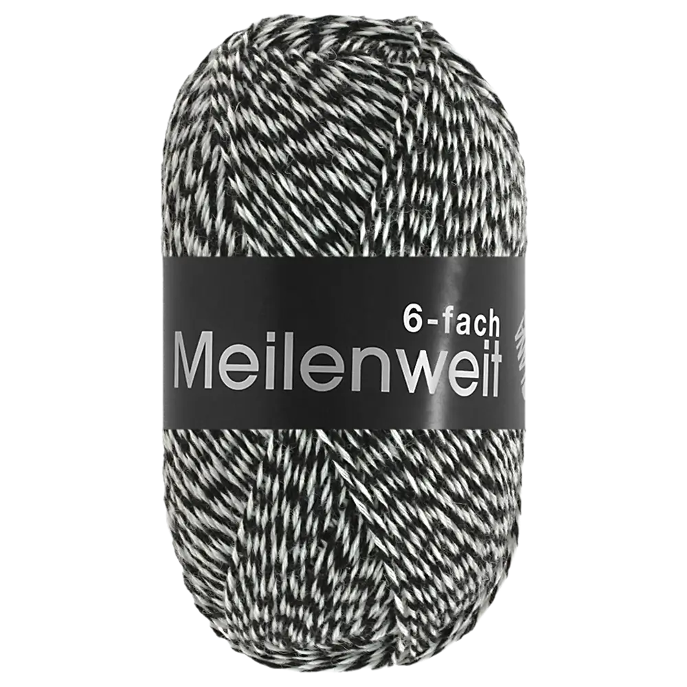 #Farbe_Lana Grossa Meilenweit 6-fach | 8505 Weiß/Schwarz