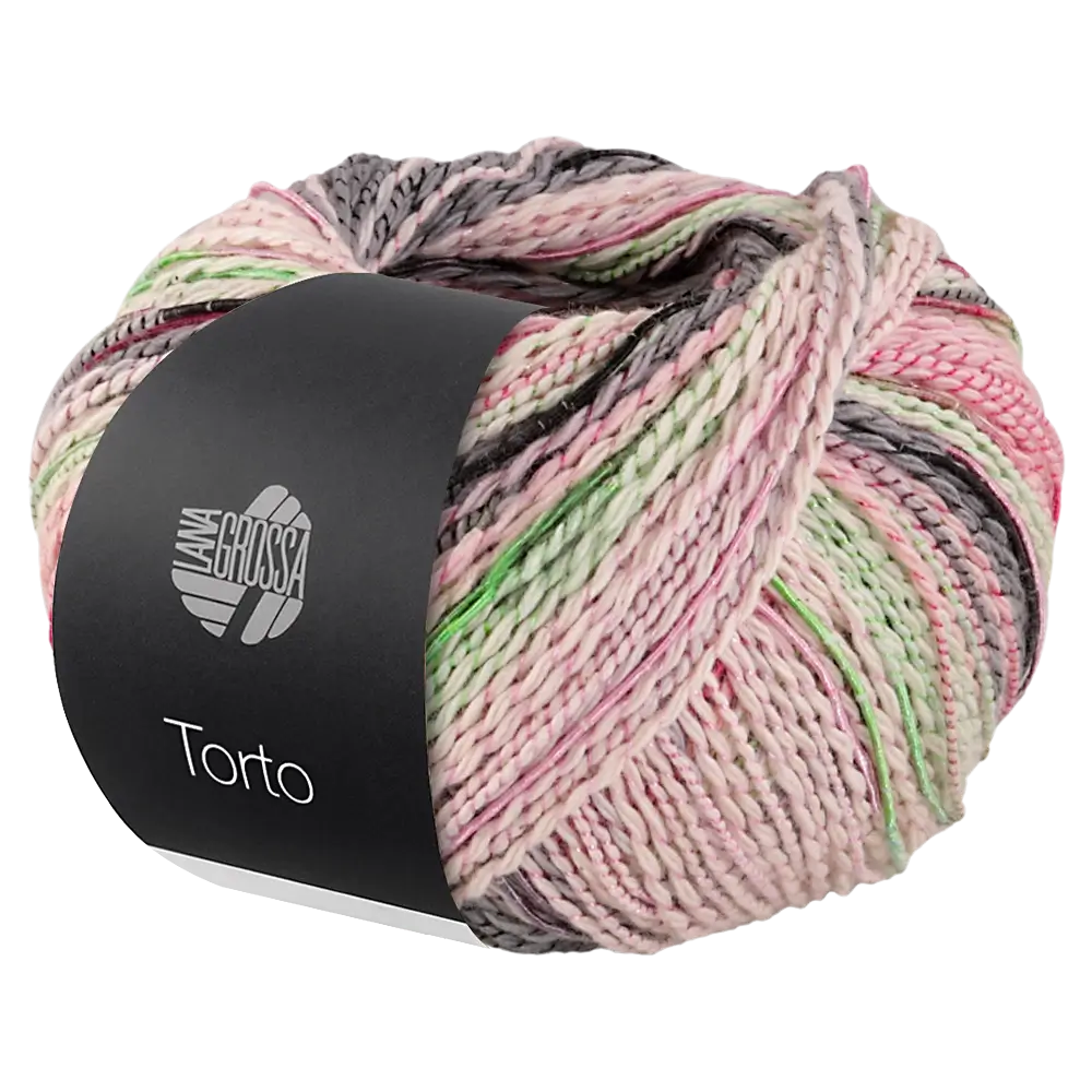 #Farbe_Lana Grossa Torto | 07 Blassgrün/Rosé/Rosa/Grün/Dunkelgrau/Anthrazit/Rot