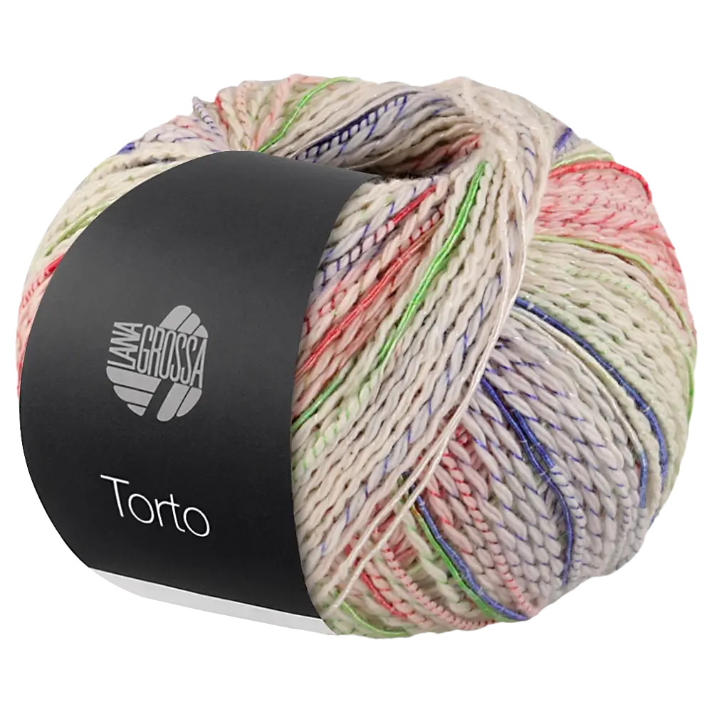 #Farbe_Lana Grossa Torto | 08 Rohweiß/Rosa/Grün/Orange/Marine/Blassgrün/Hellblau
