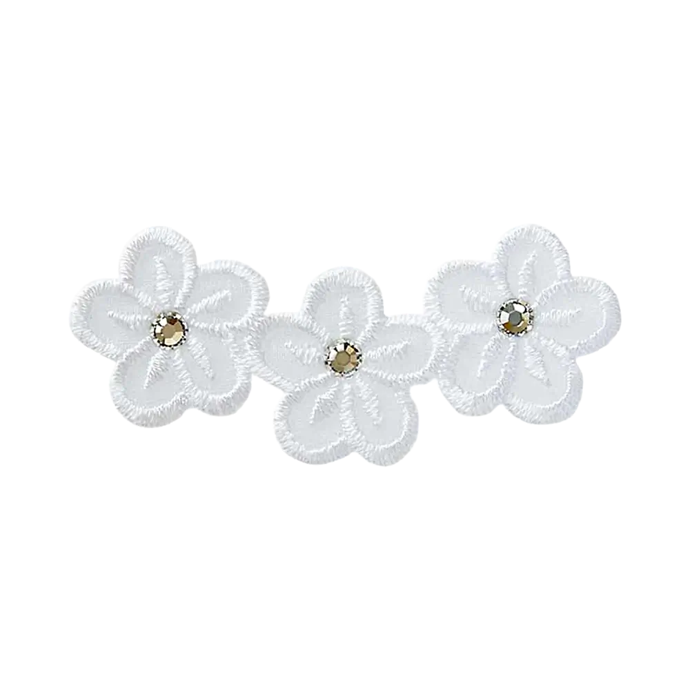 Applikation | Blumen weiß mit Strass 06116