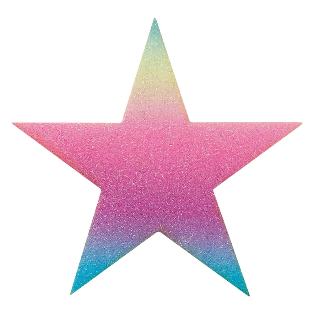 Applikation | Stern Regenbogen mit Glitzer 08219