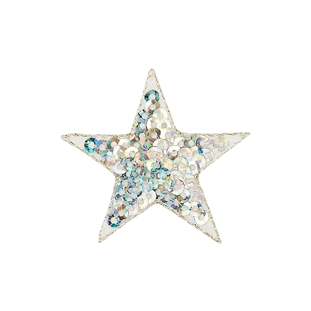 Applikation | Stern Silber mit Pailletten 06429