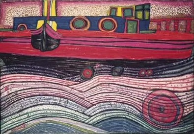 #Farbe_Opal Hundertwasser | 1435 Wartende Häuser auf Liebeswellen (697)