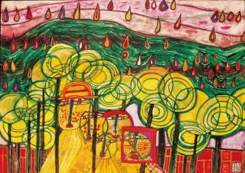 #Farbe_Opal Hundertwasser | 4056 The rain falls far from us (692)