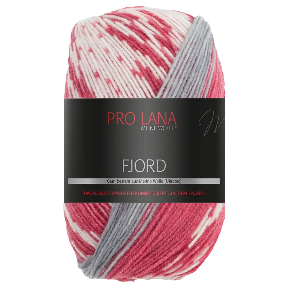 #Farbe_Pro Lana Fjord | 83 Beere-Grau-Weiß