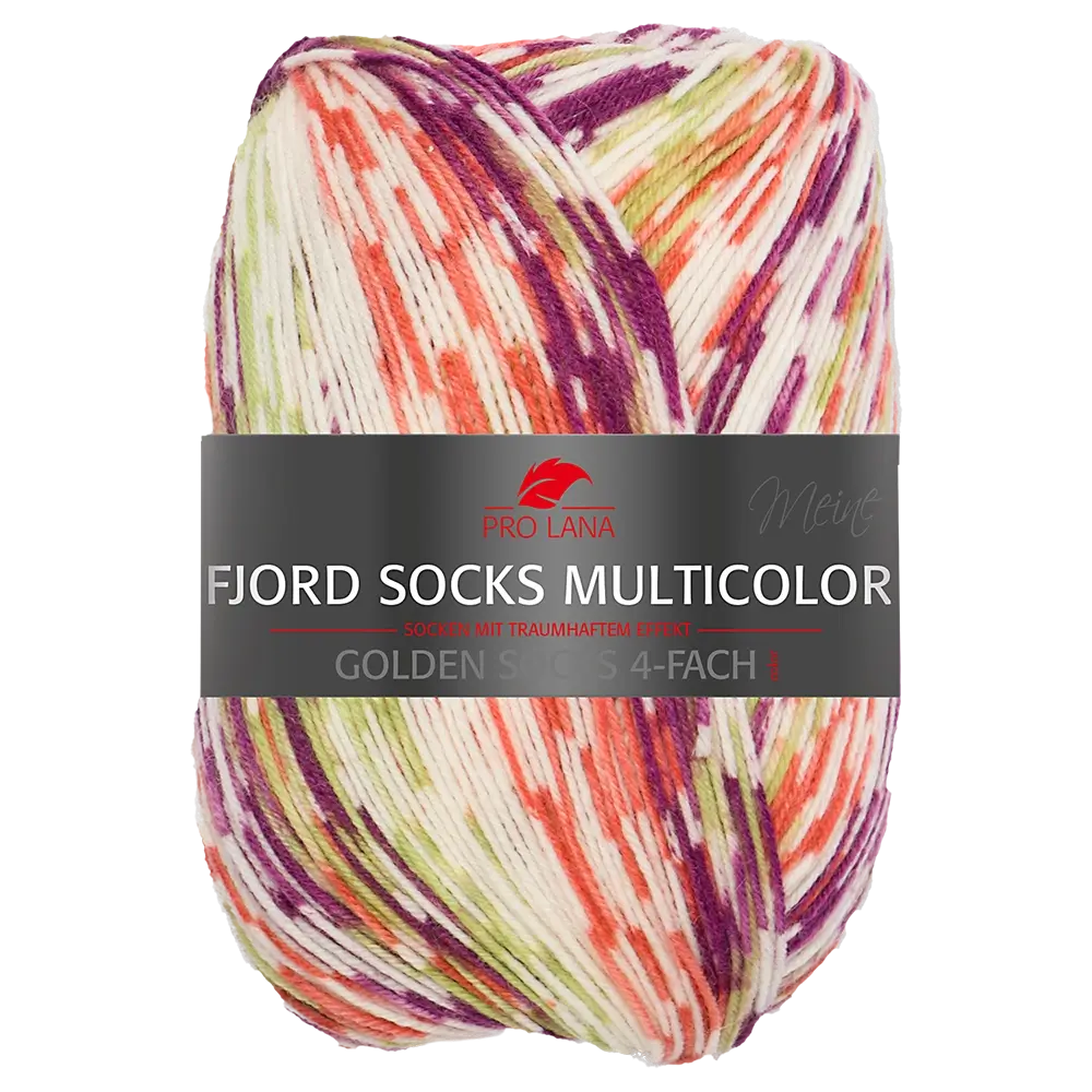 #Farbe_Pro Lana Fjord Socks Multicolor Golden Socks | 480 Fuchsia-Orange